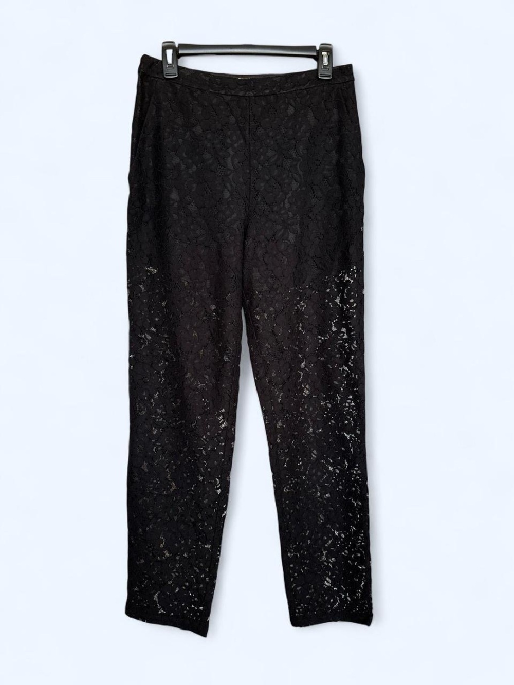 NWT H&M Black lace cropped trousers with pockets size 10